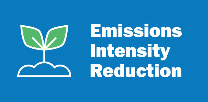 An icon of a growing plant to represent "Emissions Intensity Reduction"
