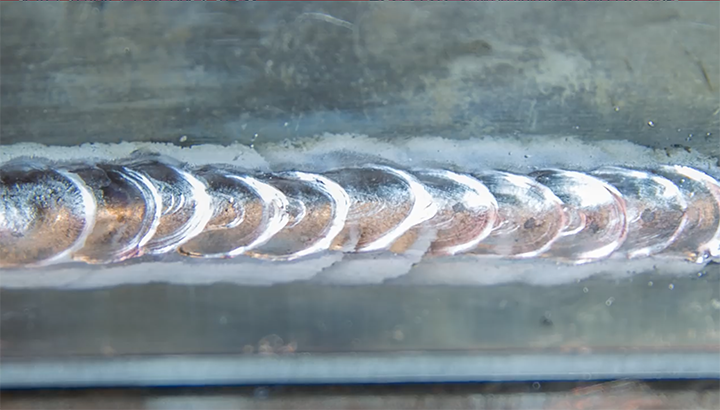  weld bead created by MIG welding aluminum with a spoolgun