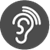 Grey icon of an ear